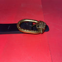 KURT GEIGER LONDON LARGE EAGLE HEAD LEATHER BELT IN BLACK  SIZE XS/S