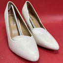 Just Fab High Heels Womens 8 Cleonia Stiletto Pumps Comfort Beige Fabric Slip On