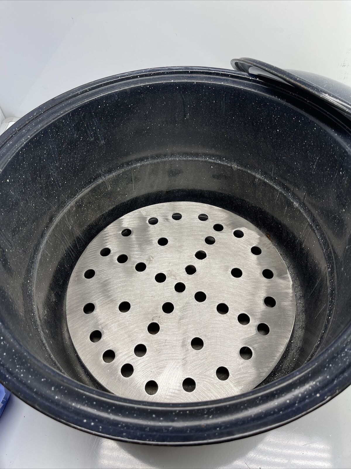 Cookware Vintage Canning Stock Pot Black Speckled XL w/ Wire Rack *