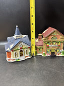 Vintage Christmas Village Cottage Tea Light Candle Holders Lot of 3 *1