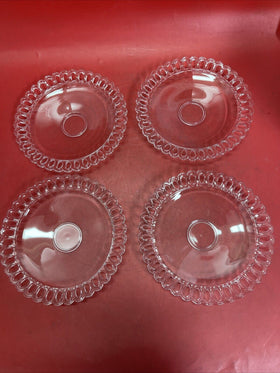 Vintage Clear Glass Loop Edge Plate Dish 8 inch Diameter Lot 4