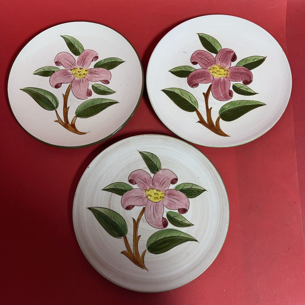 Stangl Pottery Prelude Lily Pattern 9 1/4" Round Floral Plates Set of 3