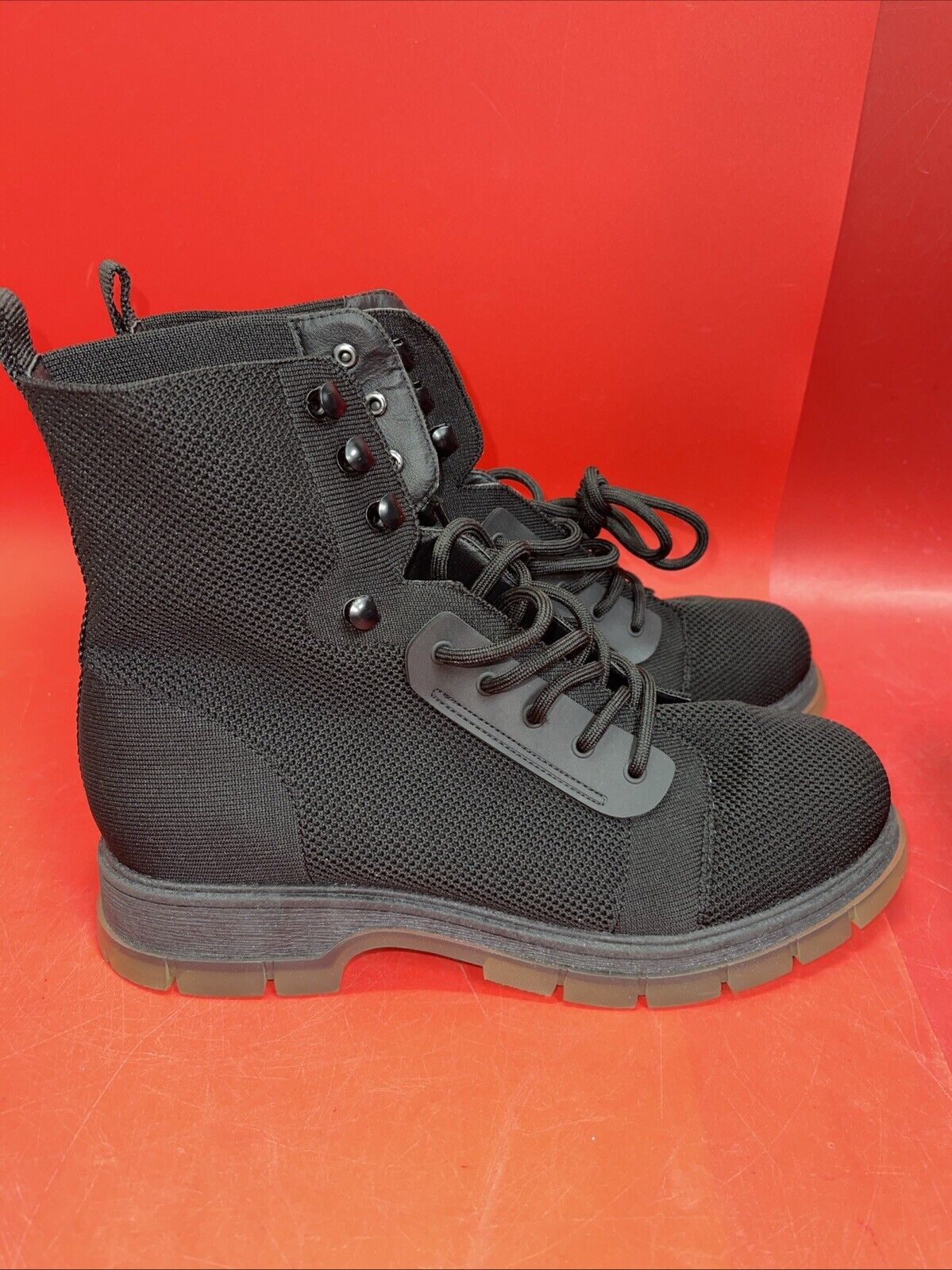 Mia Boots Black Size Lace Up Womens Booties Ankle Simon Combat Leather Heels