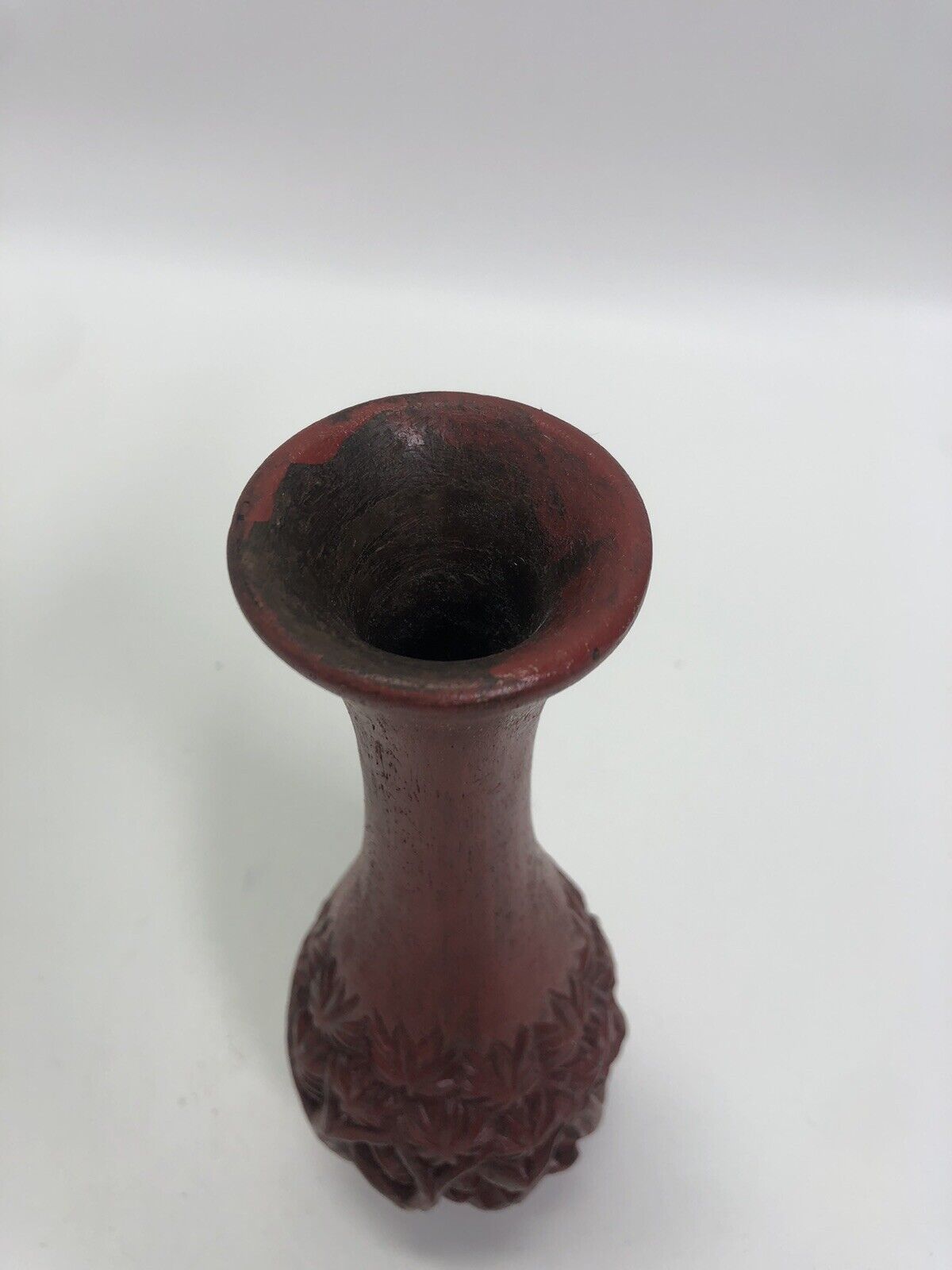 Vase Wood Vessel Handcarved with Palm Trees