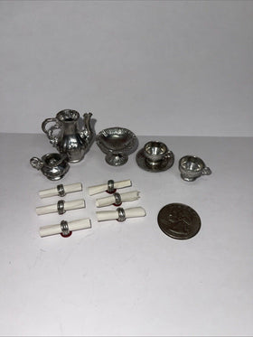 Vintage Miniature Pewter Tea Set Made in Germany