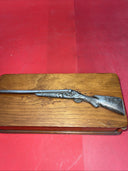 Vintage Folk Art Wood Box With Rifle & Ammo wood