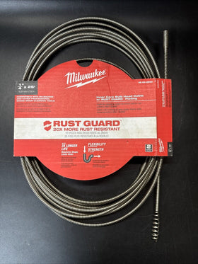 Milwaukee Tool 48-53-2563 1/4" X 25' Inner Core Bulb Head Cable W/ Rust Guard