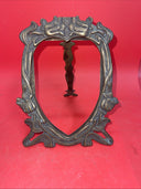Solid Brass Antique Art Nouveau Heart Shaped Picture Frame 7”x5”