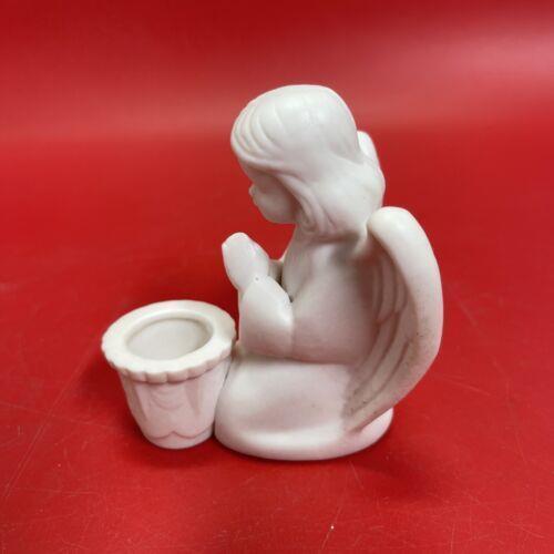 Vintage Pair of Praying Angels Candle Stick Holders Colonial Candle Japan White