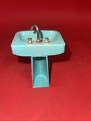 Vintage Block House  Plastic Dollhouse Furniture Bathroom Tub,  Sink, & Toilet