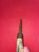 Antique Flint Knife with Deer Antler Handle,  Carving  Indian Face