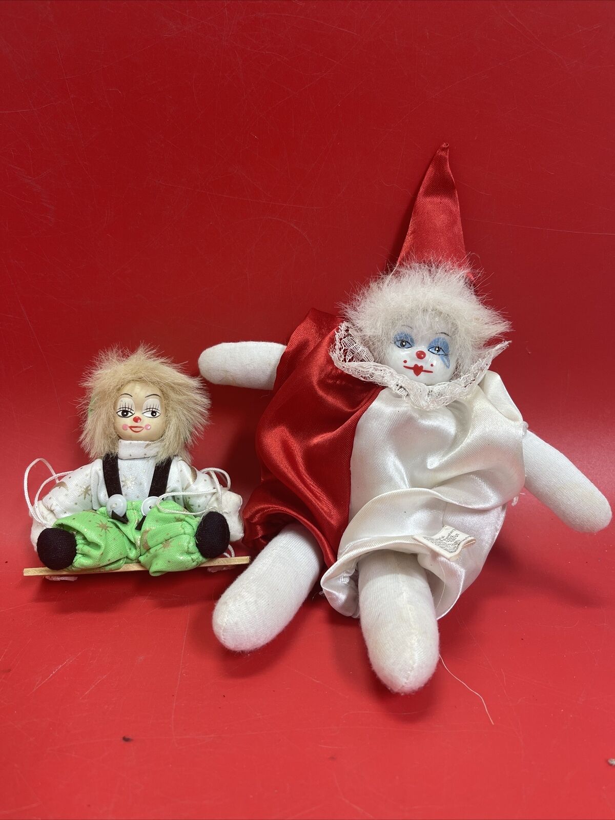 Set/2 Vintage Clown Jester Dolls