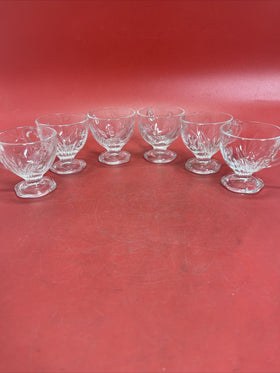 Vintage Pressed Glass Scalloped Hexagon Footed Punch / Cocktail Cups Lot 6