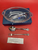 Vintage WM.A.Rogers 3pc Relish Set :1 Sugar Spoon.1 Oyster Fork . 1 2-Part Dish