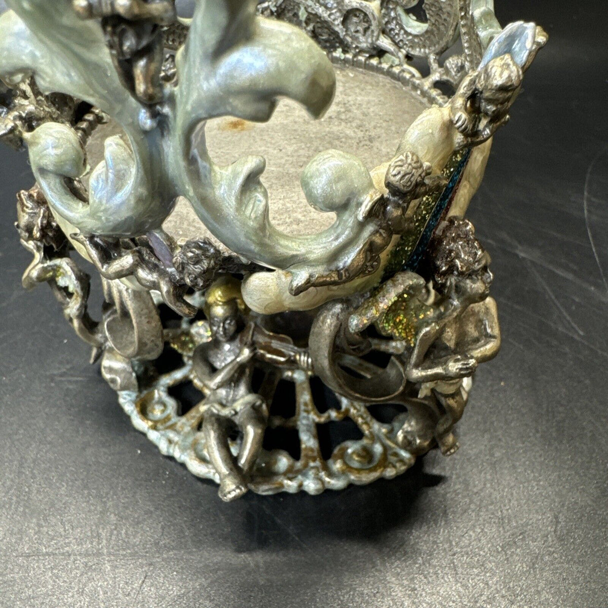 Kirks Folly Secret Of The Seven Angels Wishing Candle Holder Antique Silver-Tone