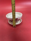 McCoy USA Antique Rose Line Flower pot/planter red rose spray 4” x 2 3/4” w/unde
