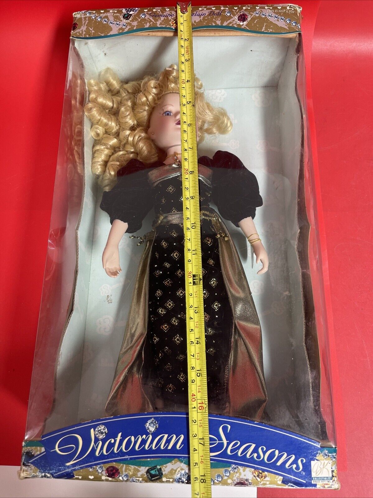 Victorian Seasons Genuine Porcelain Doll Vintage Brass Key Damage Box!