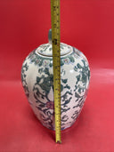 Vintage Chinese Pink Lotus Vase, Ginger Jar with Lid Urn