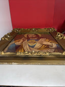 GLORIOUS ANTIQUE NUNS CONVENT FRAMED SACRED HEART JESUS 27" x 23”