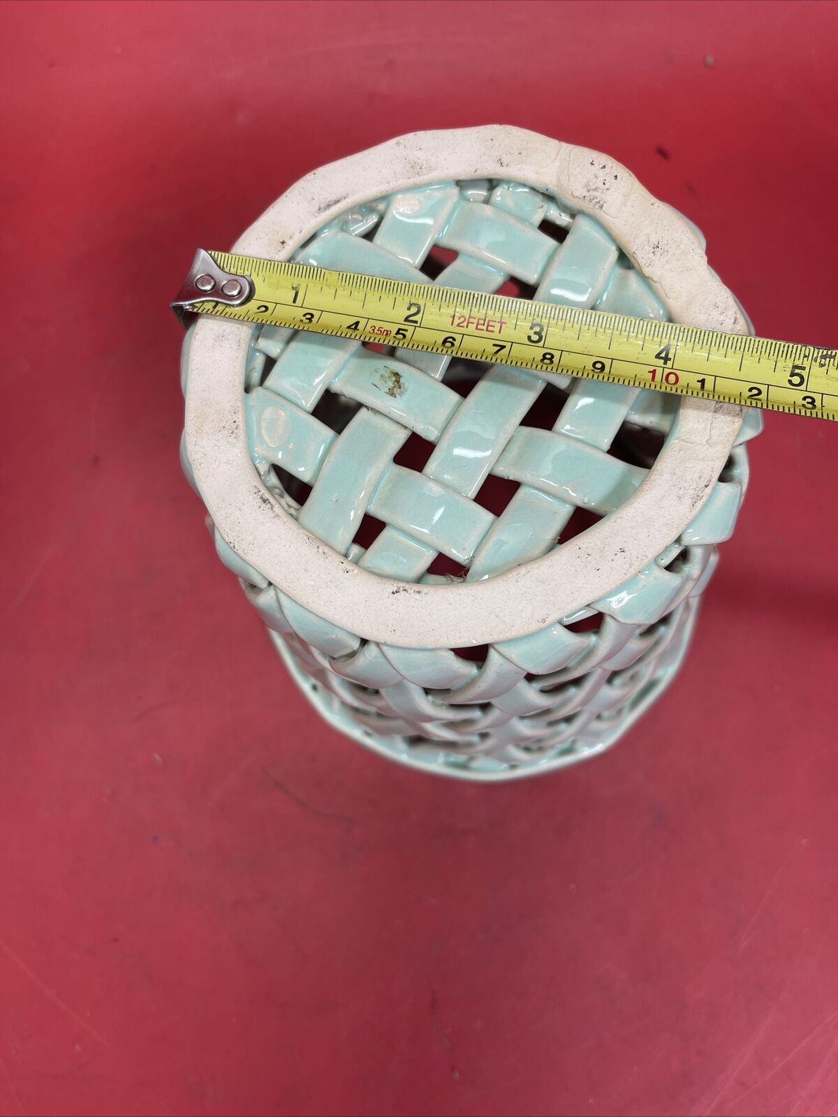 Pottery Basket Ceramic Woven Lattice Basket