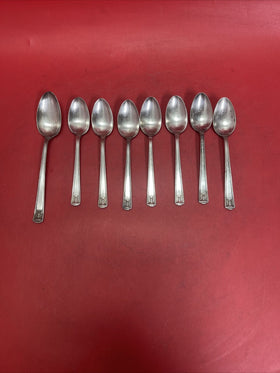 HOLMES & EDWARDS 1923 "CENTURY" ANTIQUE SILVERPLATE LOT,  8 TEASPOONS, 2 FRUIT