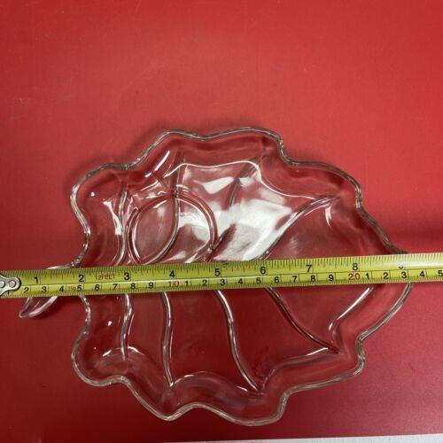 Vintage Glass Snack Tray Leaf And Teacup Tea Coffee Cup Set 4+4