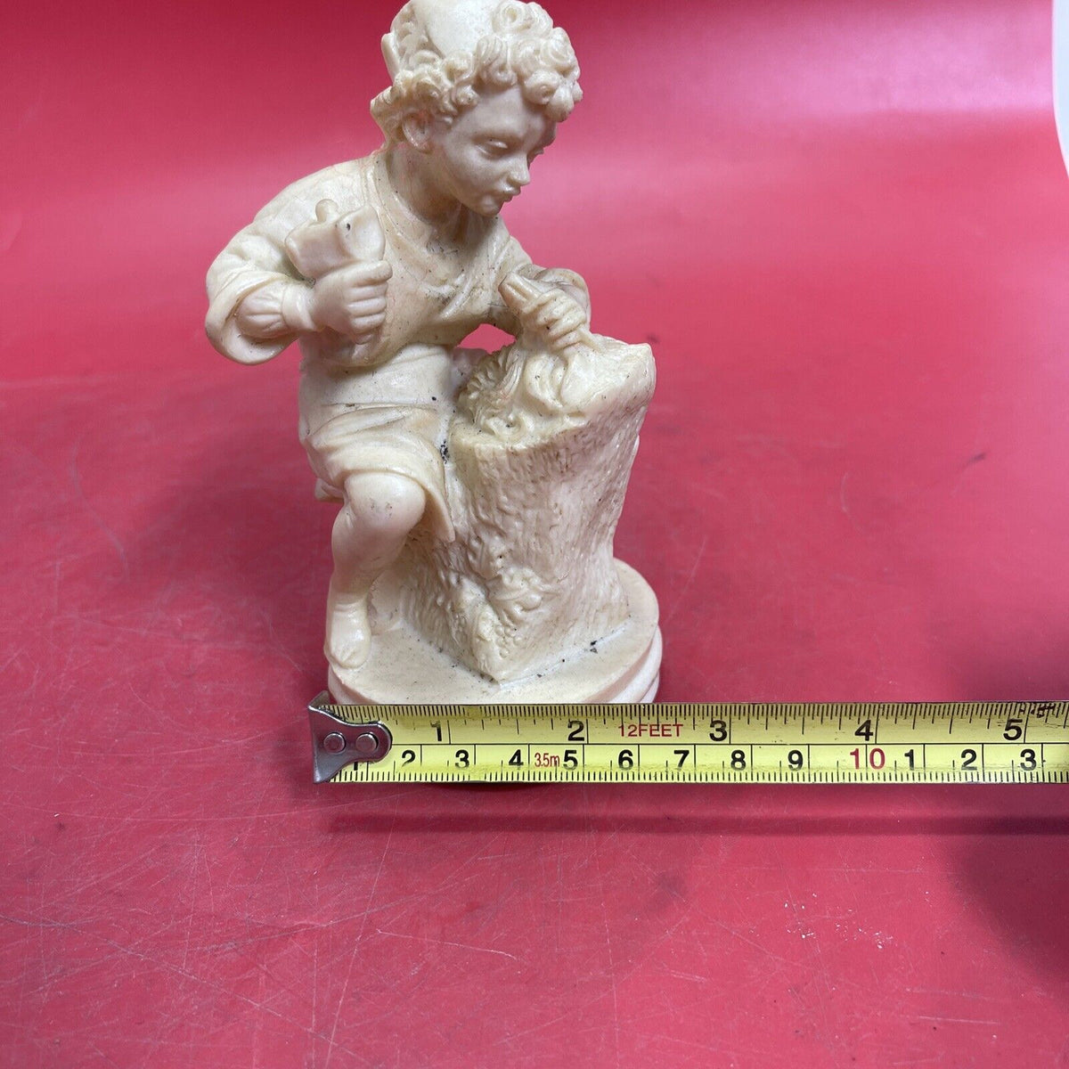 Rare G Ruggeri Boy Sculptor with Chisel Resin Sculpture Statue Italy 5.5" H