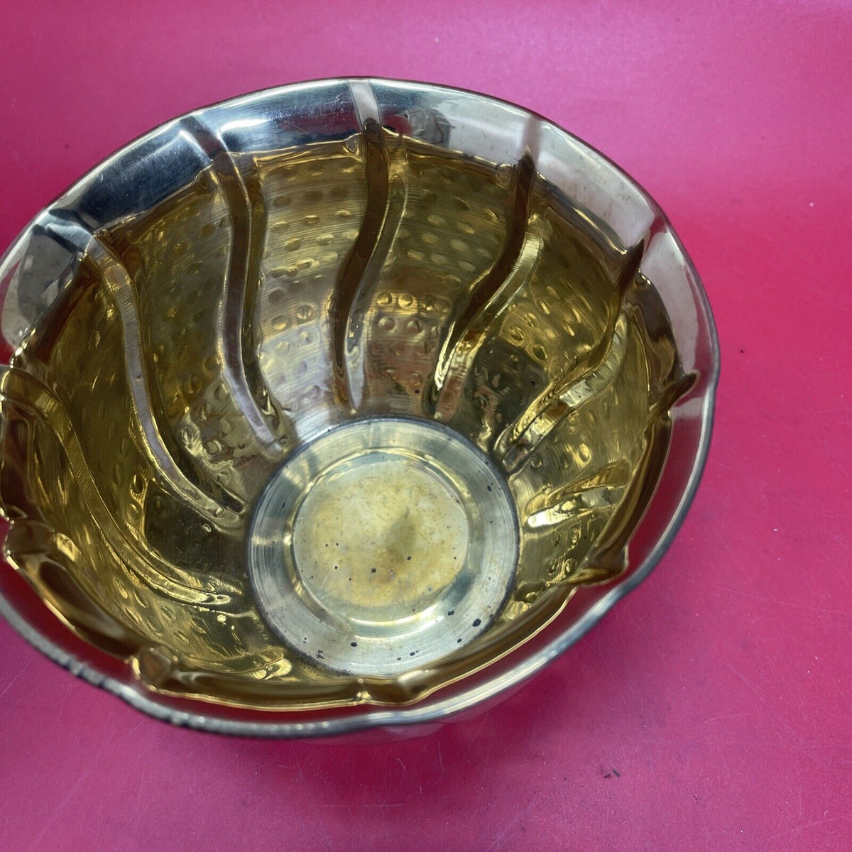 Vintage Solid Brass Round Planters Set 3pc Different Designs