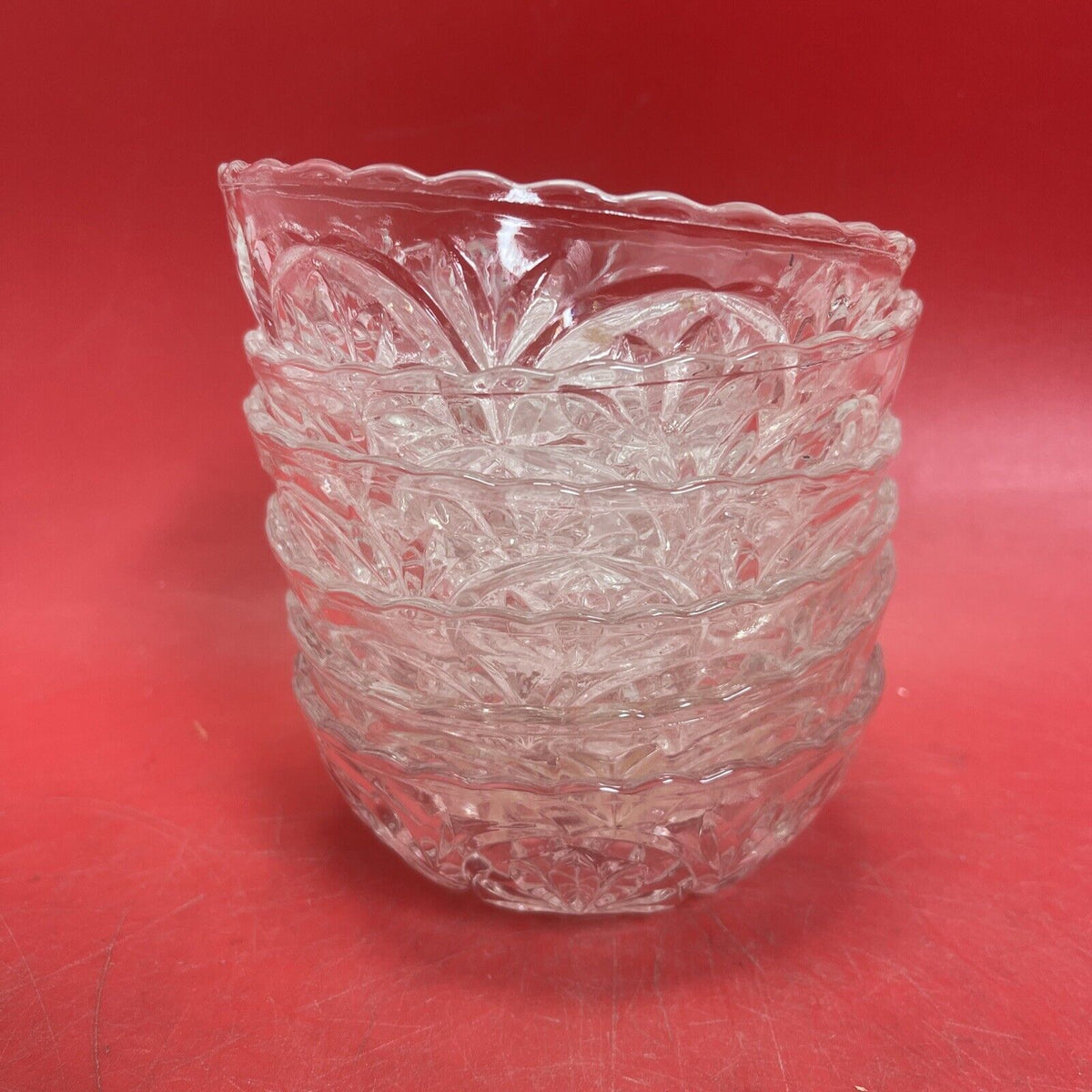 Clear Glass Small Serving Condiment Bowl Candy Nut Dish 1.5” Tall 4.5” Wide