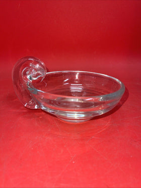 Vtg Steuben Style Clear Glass Snail Handle 6 in. Bowl