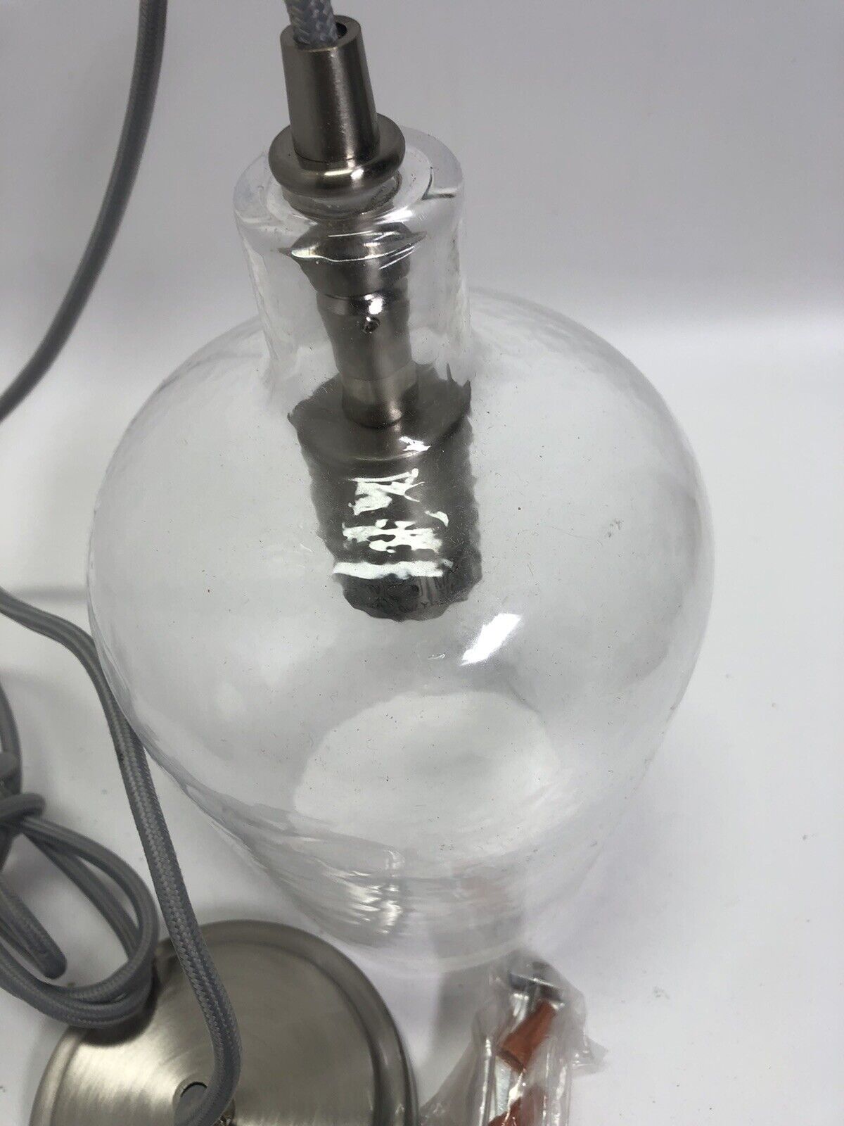 6-in Brushed Nickel Country Cottage Mini Clear Glass Bell Pendant