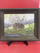 Vintage original "Brown Cottage" painting by Irena Campbell, 1940s