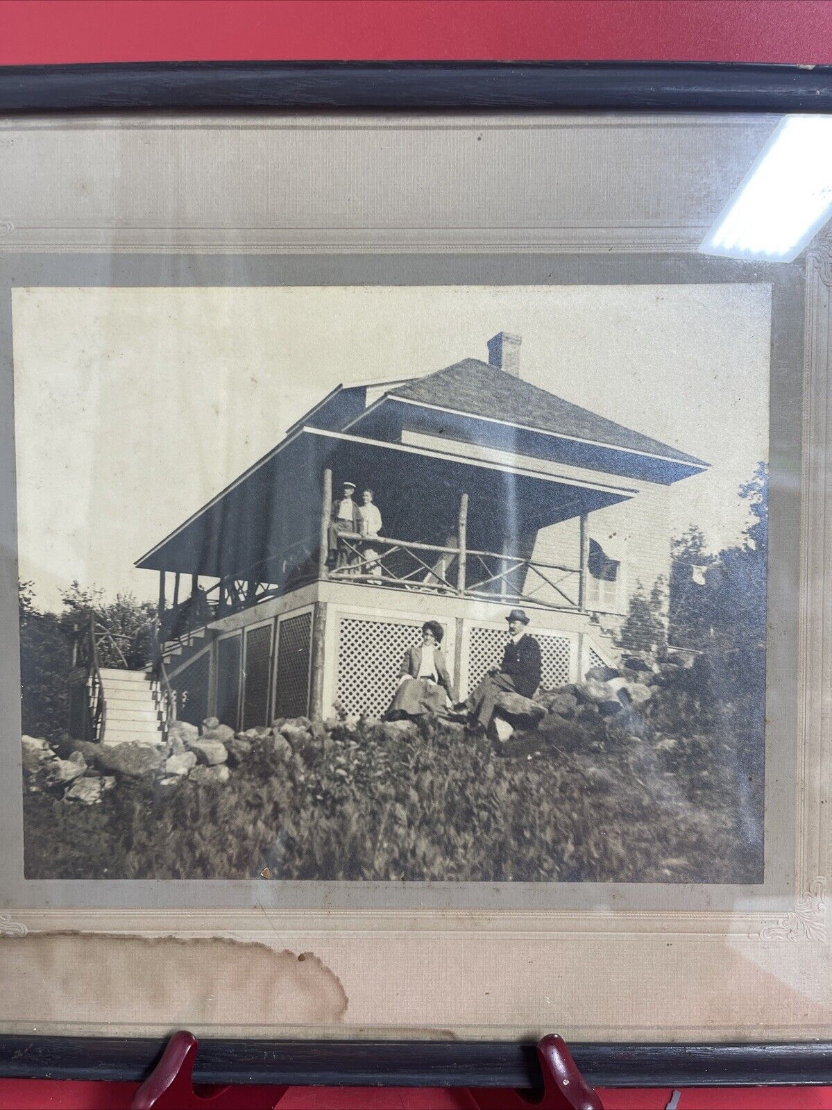 Vintage PHOTO OF Family  IN PORCH HOUSE