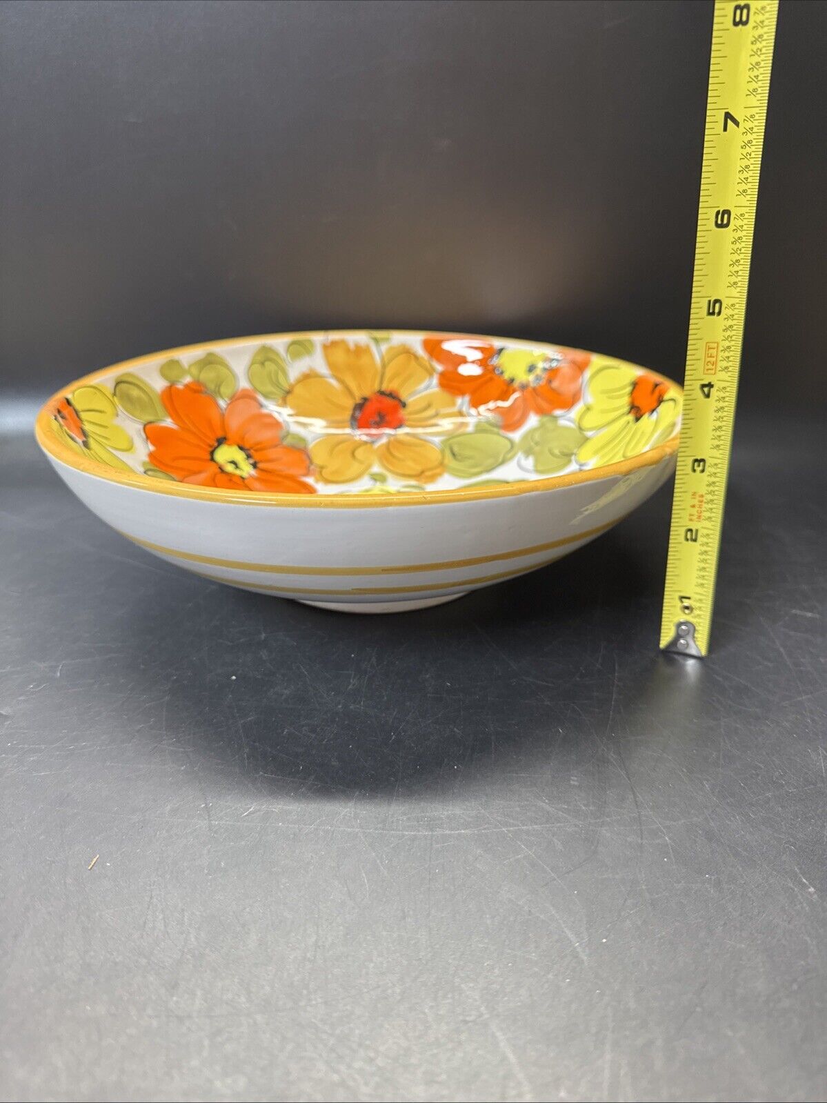 Vintage Floral Serving Bowl 10’/ Italy