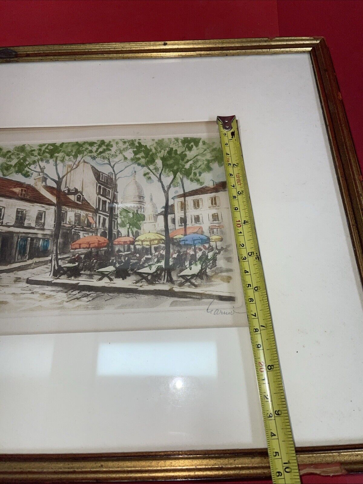 European Scene Framed Artist Print Signed Outdoor Street Cafe