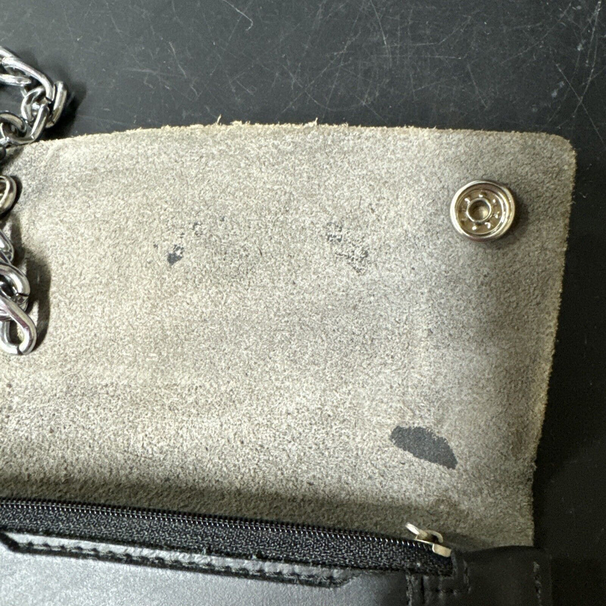 Black Leather Chain Wallet Long Style Billetera