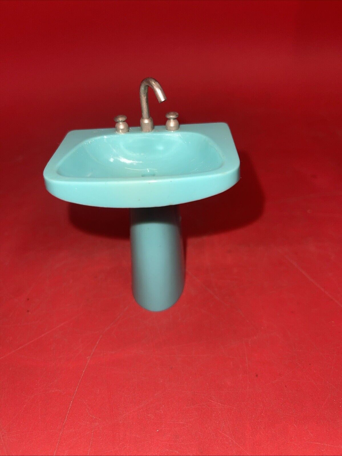 Vintage Block House  Plastic Dollhouse Furniture Bathroom Tub,  Sink, & Toilet