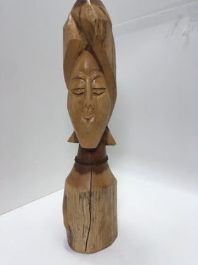 Vintage Folk Art Hand Carved Wood Woman Ethnic