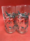 House of Lloyd Glass Christmas Tumbler (s) LOT OF 6 Ornament Bows and Ivy 1993