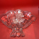 Vtg Imperlux Hand Cut Crystal Footed Centerpiece Bowl Emrossed Frosted Roses