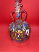 Vintage Italian Dutch Hand Painted Art Glass Decanter With Handles