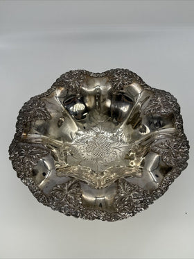 Silverplate Footed Bowl Scalloped Serving Dish