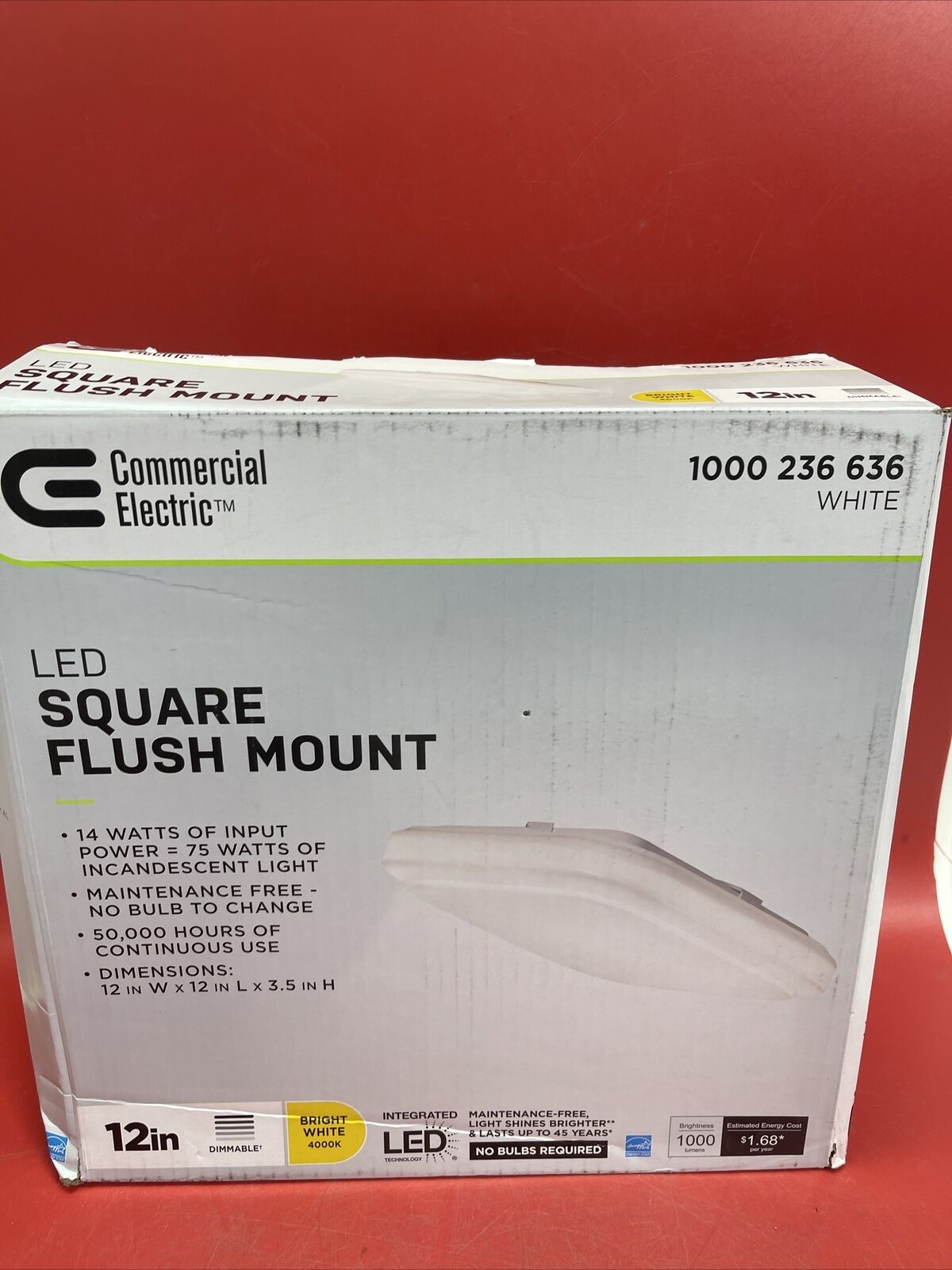 Hampton Bay 12 in. 14W LED Flush Mount Ceiling Light 1000 Lumens 4000K Dimmable