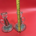 Vintage Glass Candlestick glass stick handle 5.5"Set 2