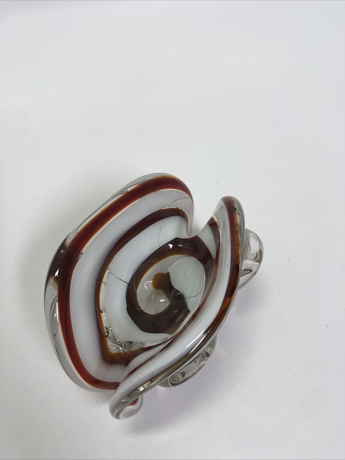 MURANO GLASS GEODE FREEFORM SMOKE AND CLEAR BOWl