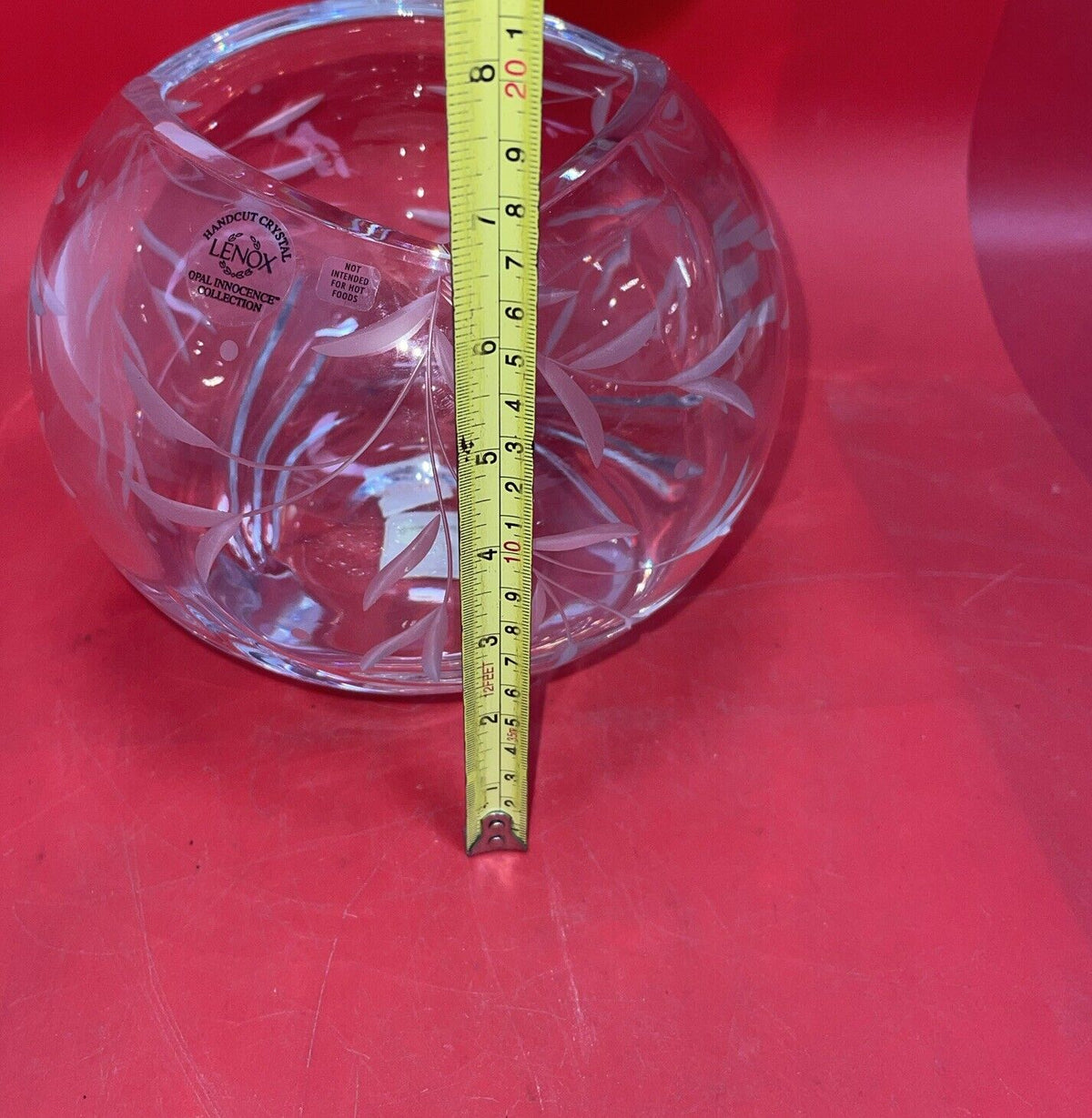 Lenox OPAL INNOCENCE BEAUTIFUL HAND CUT CRYSTAL  ROSE BOWL 8”