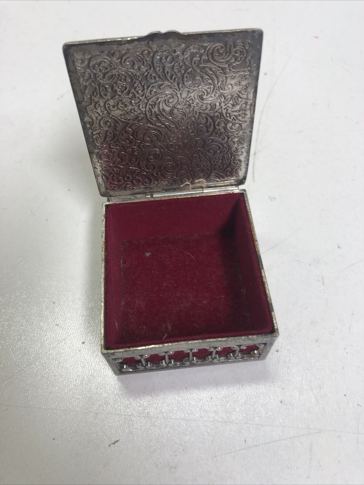Trinket Box Velvet Lined Jean-Baptiste Perronneau Marie-Anne Huquier on Silk