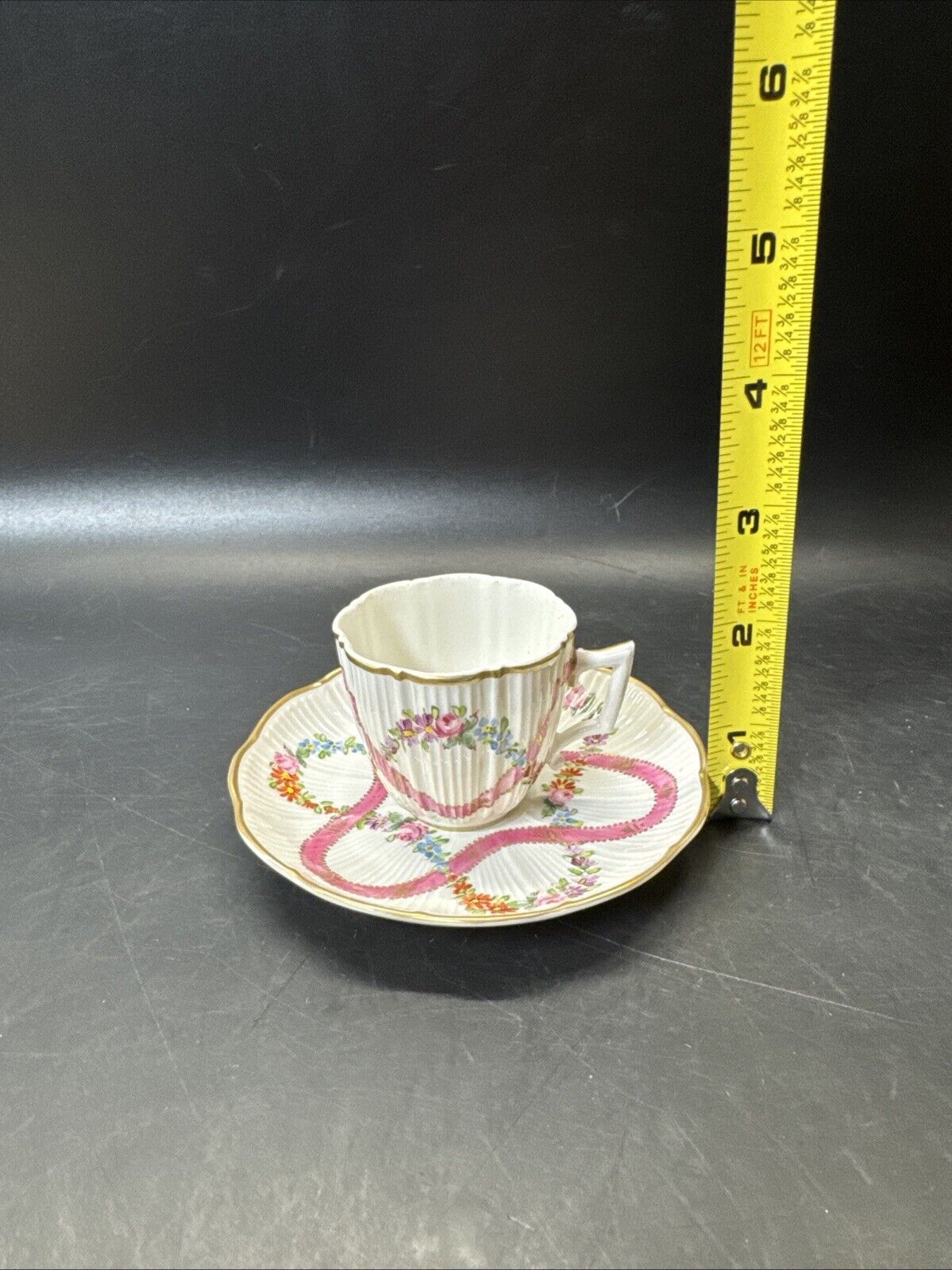 Vintage Porcelaine de Paris France Mini Cup & Saucer - Floral