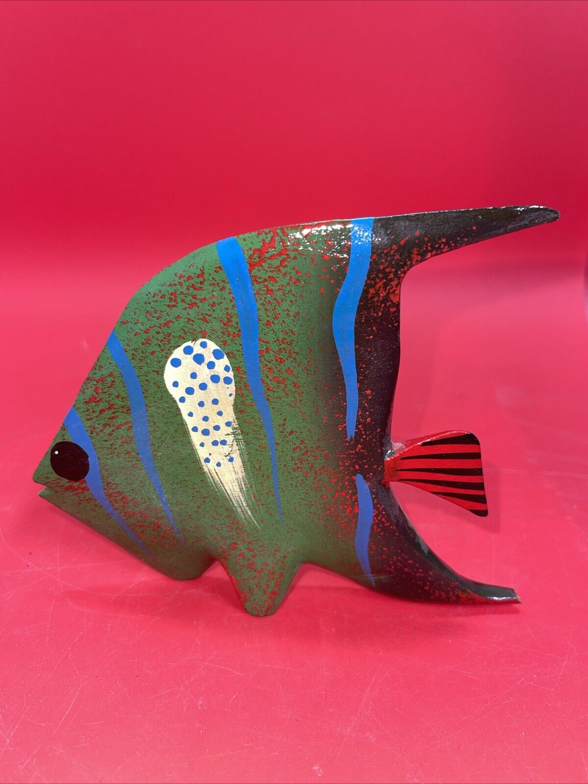 Vintage hand painted wood carved tropical fish Lot 4