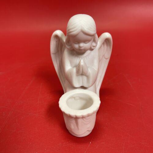 Vintage Pair of Praying Angels Candle Stick Holders Colonial Candle Japan White